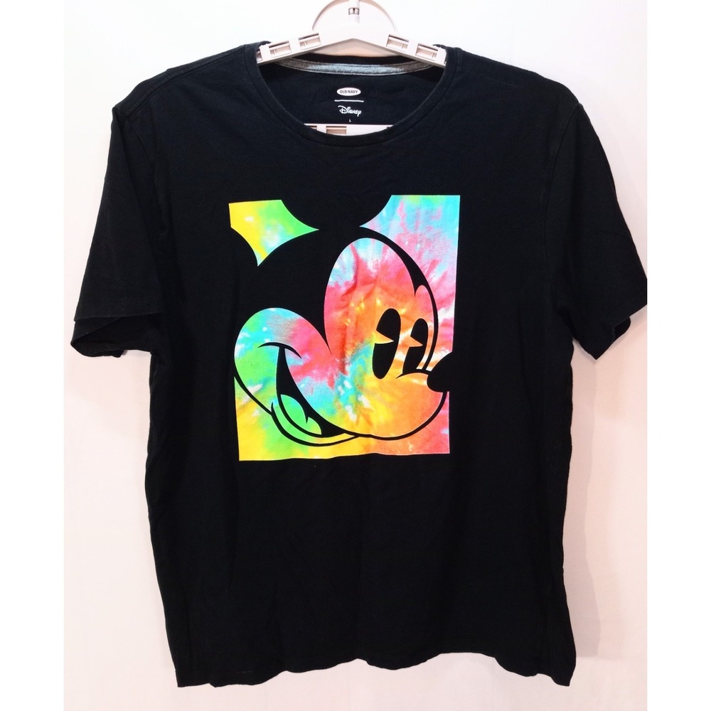 Old Navy Disney Tie Dye Mickey Mouse Women's T-Shirt, Large, Black